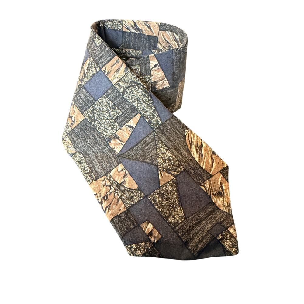 Anthony Richards‎ Geometric Necktie Brown Gray Abstract Pattern Tie